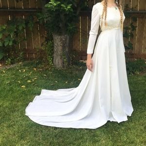 Vintage Wedding Dress with Floral Appliques